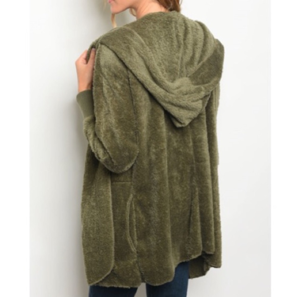 ✨LAST ONE✨Olive green Sherpa hooded jacket - Picture 6 of 6